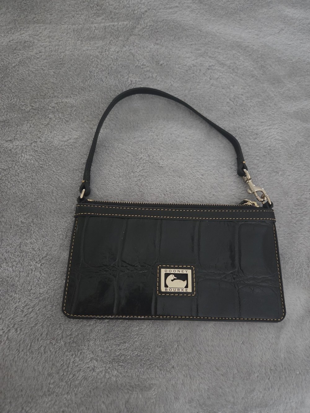 Dooney & Bourke Black Croc-Embossed Wristlet